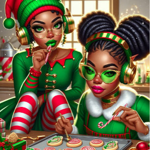  Elves Eating Goodies Wrapping Paper