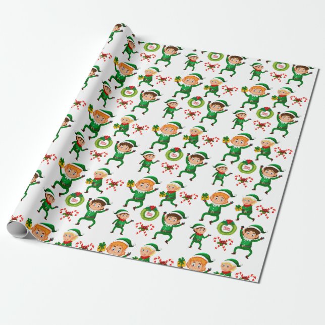 Elves Elves Elves Wrapping Paper (Unrolled)