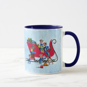 ELVES FILLING SANTA'S SLEIGH by SHARON SHARPE Mug