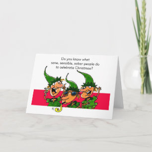 Elves Humourous Christmas Card
