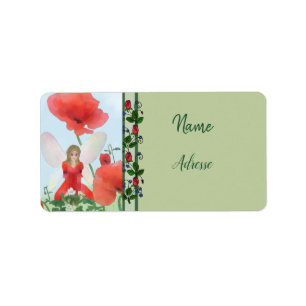 Elves in flower bed address sticker