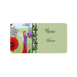 Elves in flower beds label
