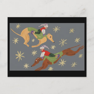 Elves riding Greyhounds in the Starry Sky Postcard