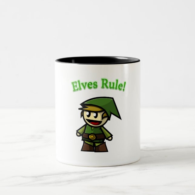 Elves Rule! Two-Tone Coffee Mug (Center)