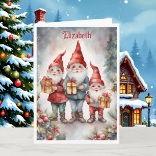 Elves & Santa Personalise for Grandchild Christmas Card