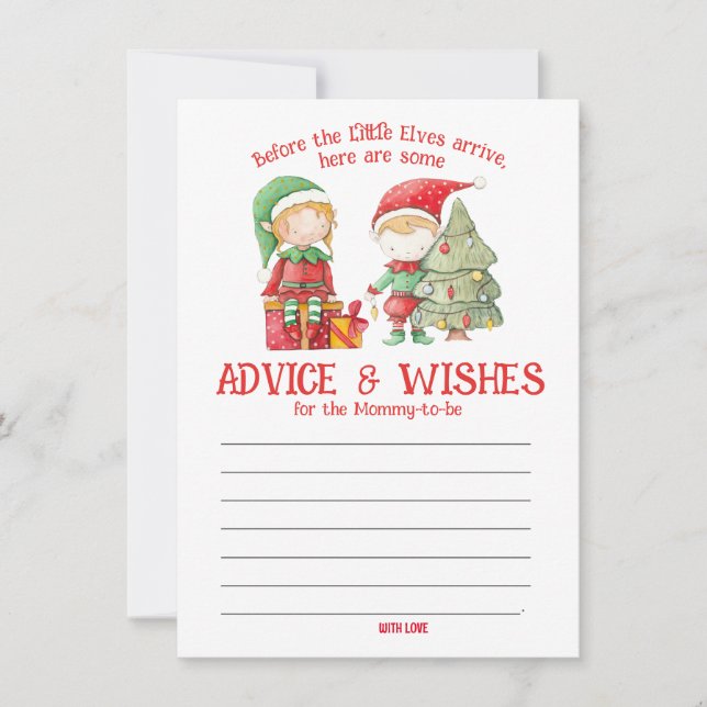 Elves Twins Baby Shower, Advice for Mummy Card (Front)