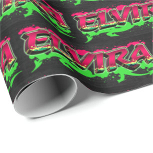 Elvira First Name Name Graffiti red green Wrapping Paper