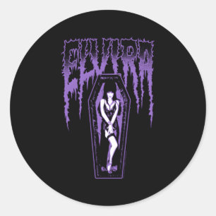 Elvira Mistress Of The Dark Name Purple Coffin Classic Round Sticker