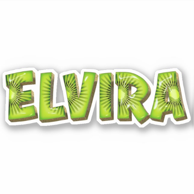 Elvira Name Kiwi Design Decal Sticker (Front)