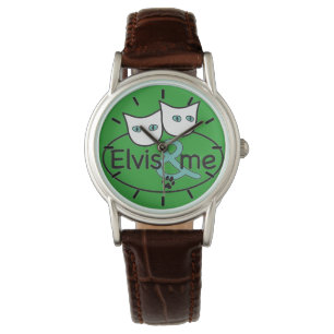 "Elvis And Me' Men's Watch, Brown Leather Strap Watch
