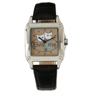 Elvis & Me Cappuccino Square Watch Black Leather