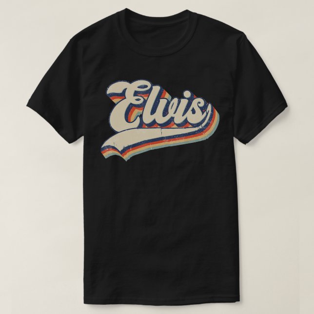 Elvis Name Personalised Vintage Retro Gift Men  T-Shirt (Design Front)