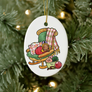 Elvis on the rocking chair ceramic ornament