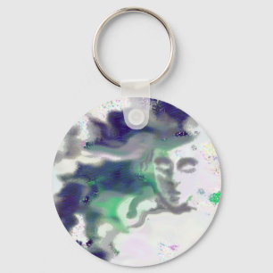 Elvish face - a digital drawing, fantasy art key ring