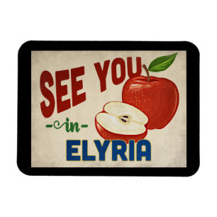 Elyria Ohio Apple - Vintage Travel Magnet