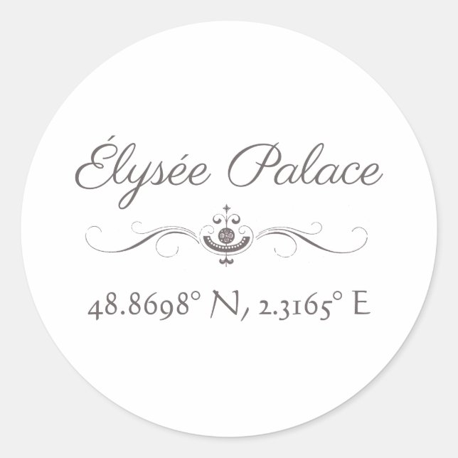 Élysée Palace Latitude  Longitude   Classic Round Sticker (Front)