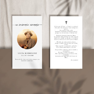 Em Memoria Spanish Funeral Photo Prayer Card