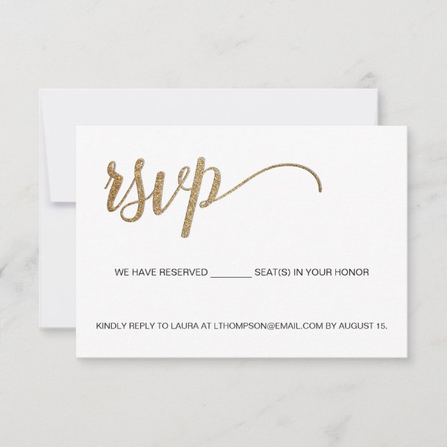 Email RSVP Custom QR Code reserved seats Gold Card (Front)