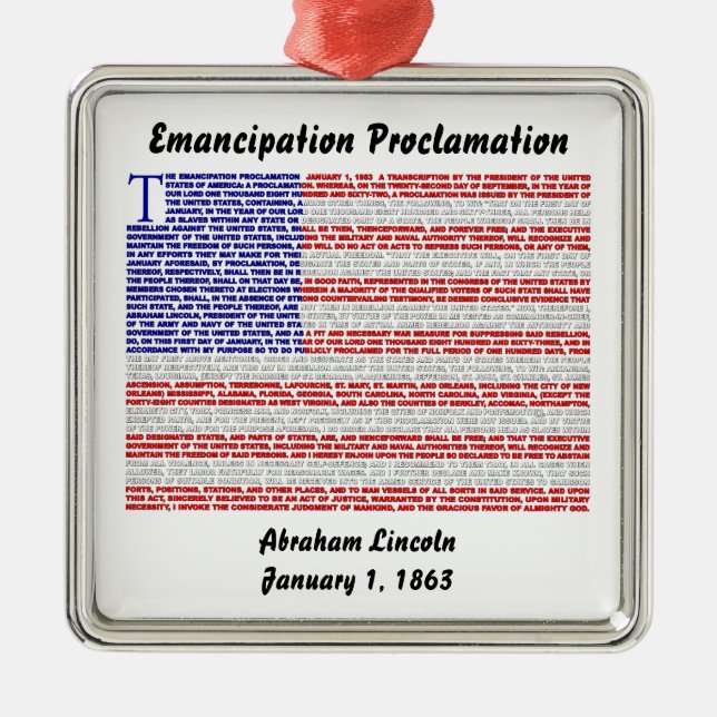 Emancipation Proclamation Metal Ornament (Front)