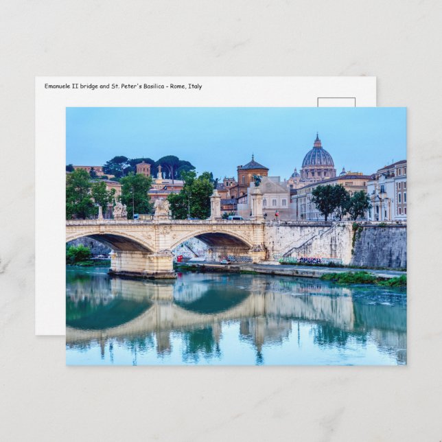 Emanuele II bridge and St. Peter's Basilica - Rome Postcard (Front/Back)