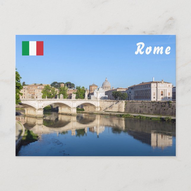 Emanuele II bridge and St. Peter's Basilica - Rome Postcard (Front)