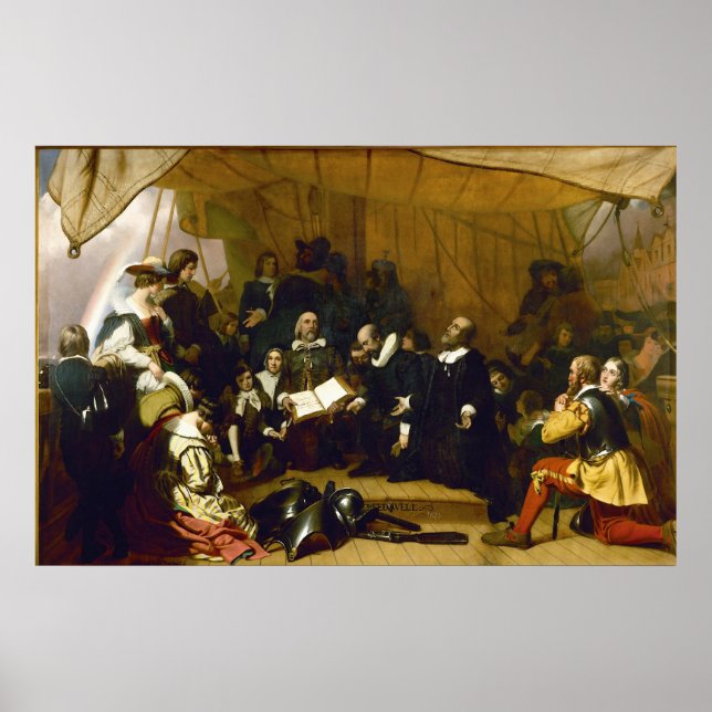 Embarkation of the Pilgrims by Robert W. Weir Poster (Front)