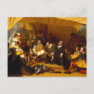 Embarkation of the Pilgrims by Robert Walter Weir Postcard
