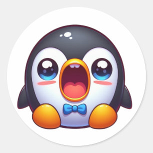 Embarrassed Cute Penguin Classic Round Sticker