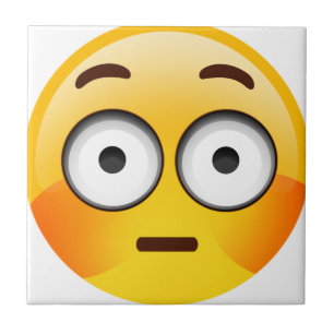 Embarrassed Emoji  with flushed cheeks Tile