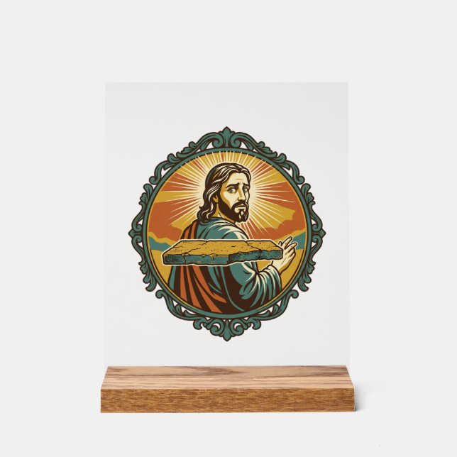 Embarrassed Jesus Tripping Flat Surface Public Clu Acrylic Sign (Front)