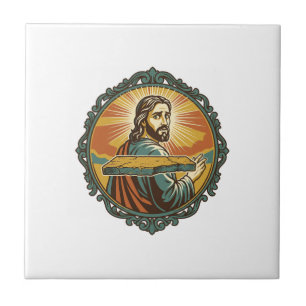 Embarrassed Jesus Tripping Flat Surface Public Clu Ceramic Tile