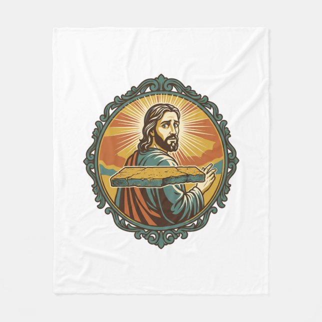 Embarrassed Jesus Tripping Flat Surface Public Clu Fleece Blanket (Front)
