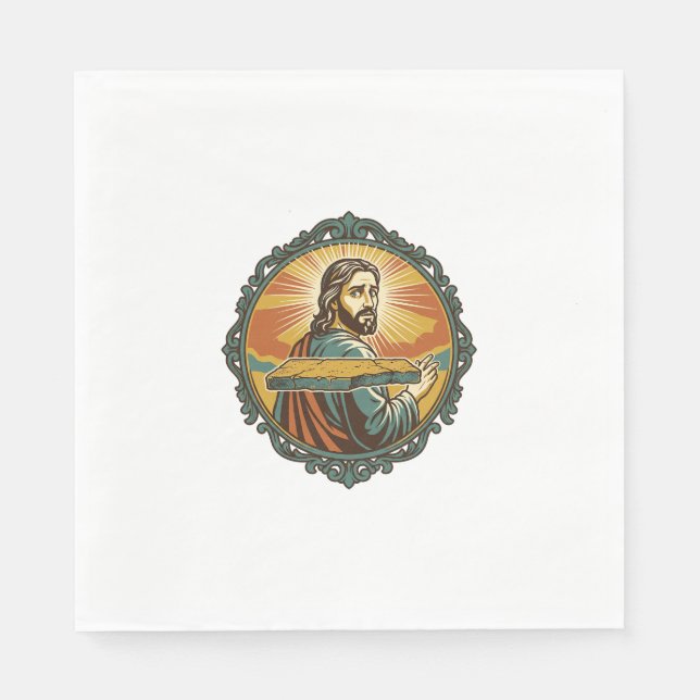 Embarrassed Jesus Tripping Flat Surface Public Clu Napkin (Front)