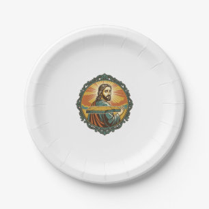 Embarrassed Jesus Tripping Flat Surface Public Clu Paper Plate