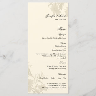 Embassy Floral Ecru Creme Wedding Menu Card