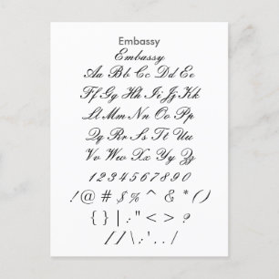 Embassy - Zazzle Font Sampler Sheet Postcard