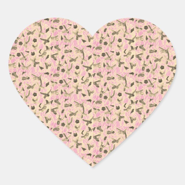 Embellished Floating Bows   Heart Sticker (Front)