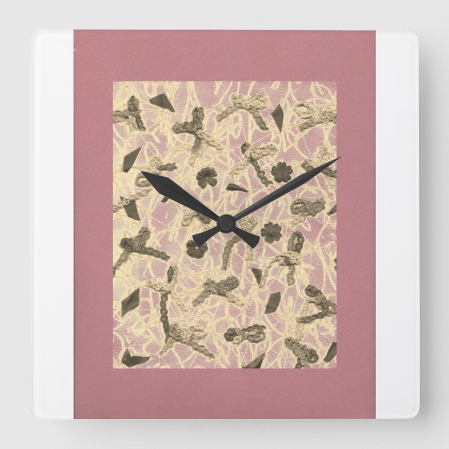 Embellished Floating Bows Square Wall Clock (Front)