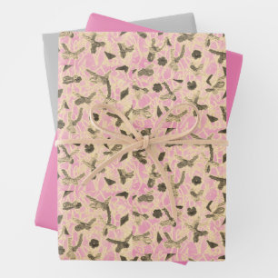 Embellished Floating Bows  Wrapping Paper Sheet