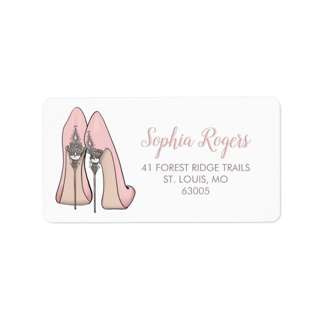 Embellished High Heels Stiletto Address Label (Front)