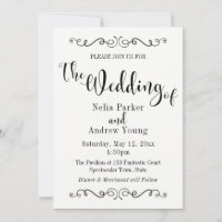 Embellished Modern Elegant Black Text Wedding