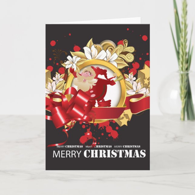 Embellished Santa Claus Blank Card (Front)