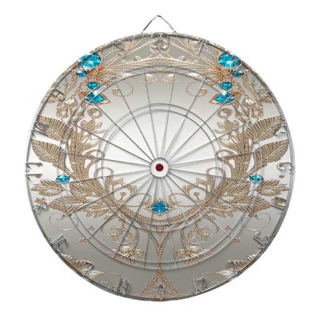 Embellishing Gold Blue Stones Dartboard (Front)