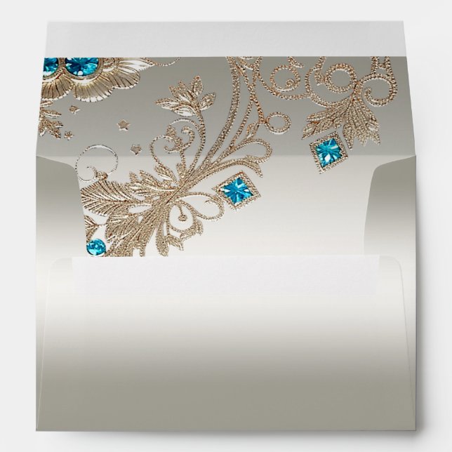Embellishing Gold Blue Stones Envelope (Back (Bottom))