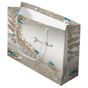 Embellishing Gold Blue Stones Gift Bag