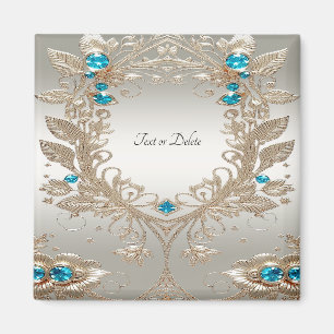 Embellishing Gold Blue Stones Magnet