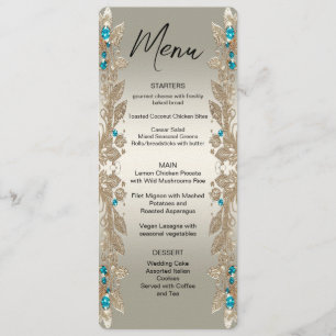 Embellishing Gold Blue Stones Menu