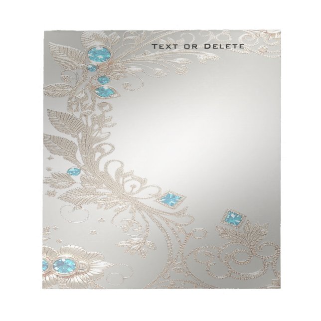 Embellishing Gold Blue Stones Notepad (Front)