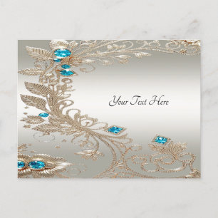 Embellishing Gold Blue Stones Postcard