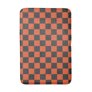 Ember and ash chequerboard pattern bath mat